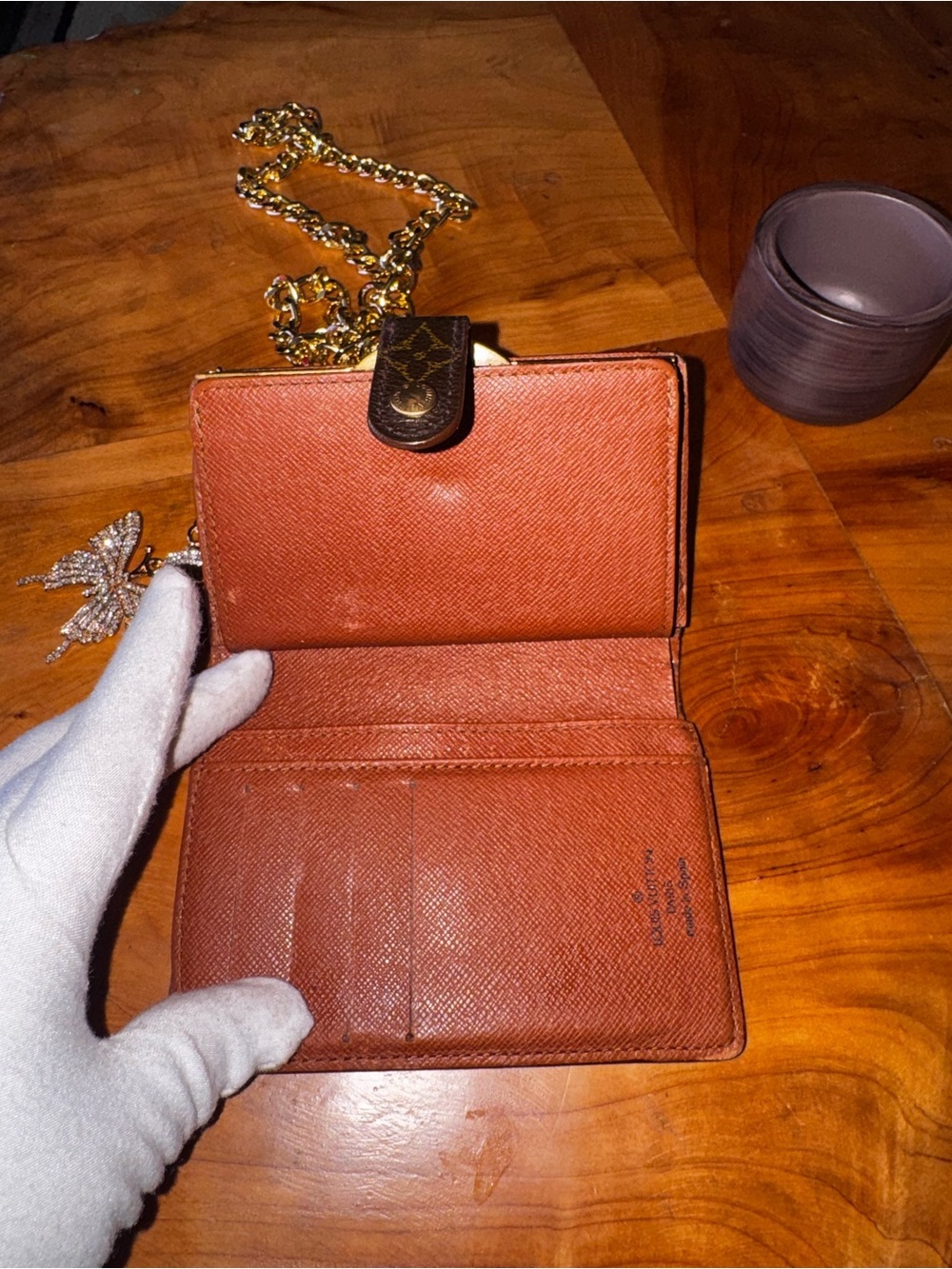 Louis Vuitton French purse, compact, wallet, kiss, lock, monogram, canvas, brown - Picture 6 of 16
